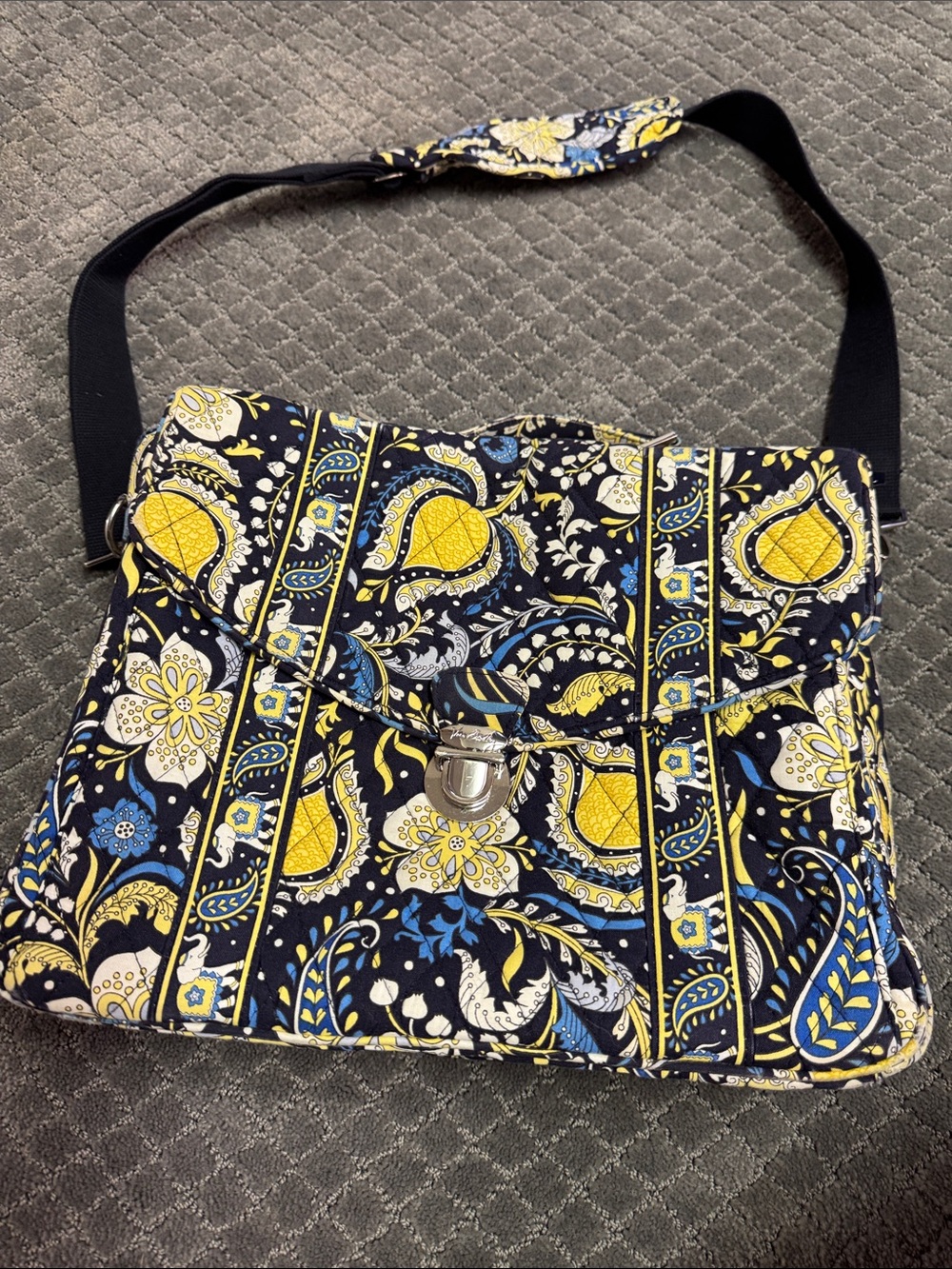 Vera Bradley Laptop Shoulder Bag Elephant Quilted Paisley